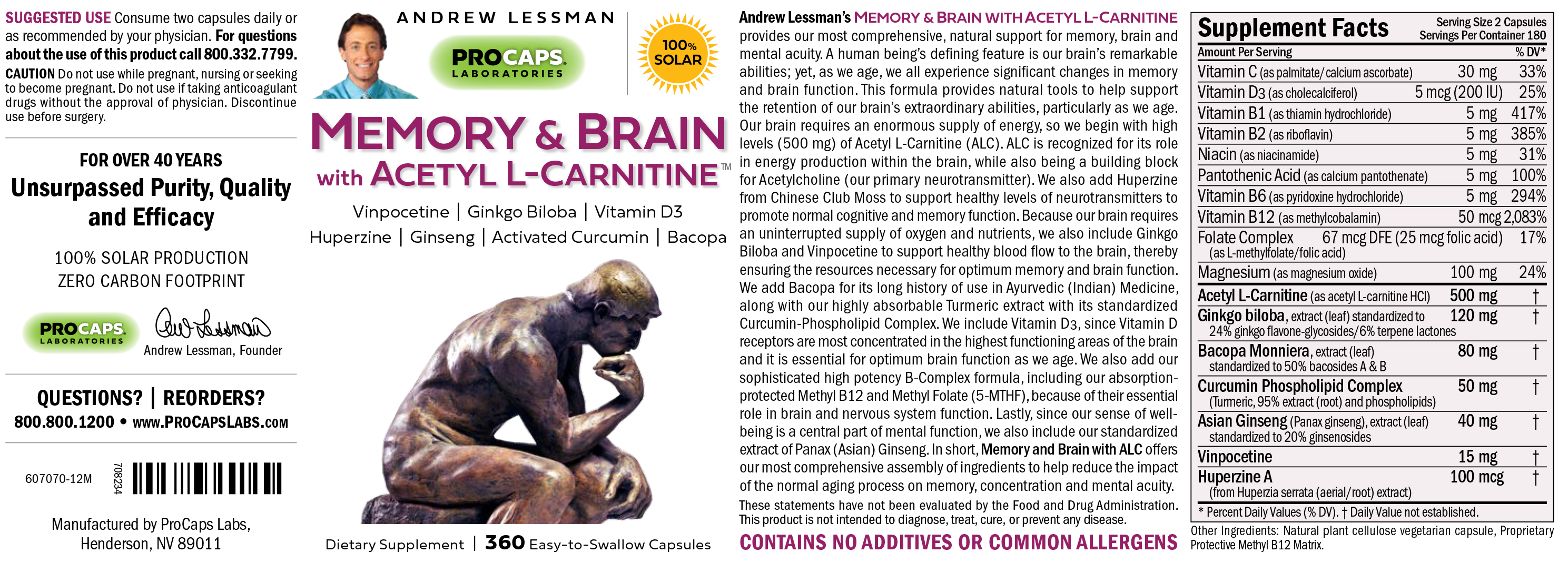 Memory and Brain with Acetyl LCarnitine 10083256 HSN